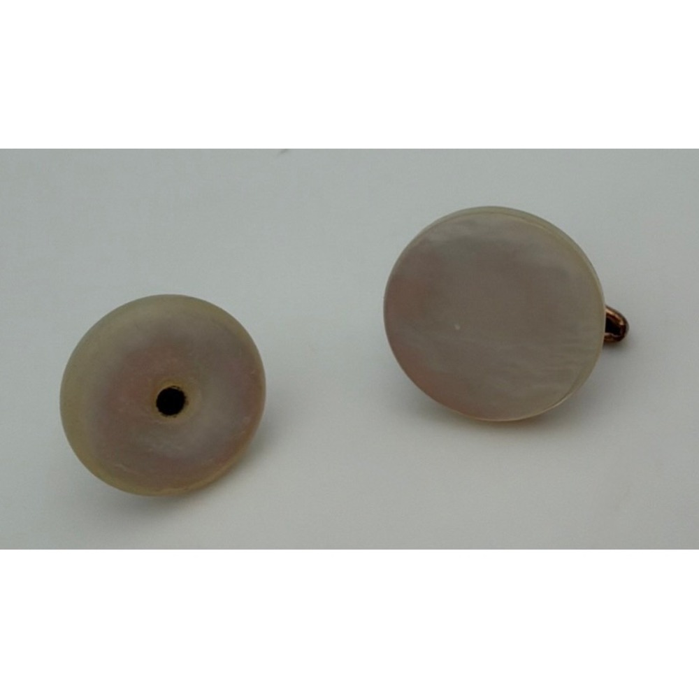 Vintage Mother of Pearl Cufflink and Shirt Stud‎ Set Iridescent Round Q015